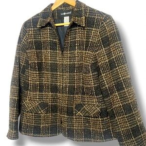 Sag Harbor Women's Plaid Blazer - Black and Brown